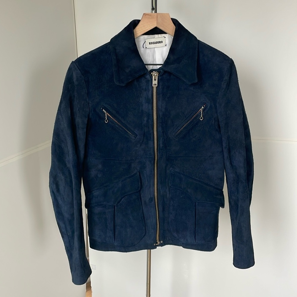 Men’s Blue Kozaburo suede jacket